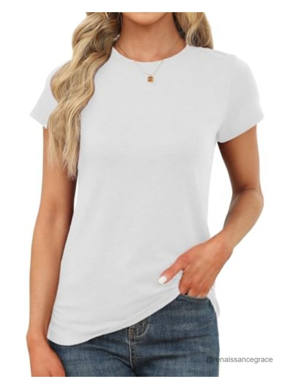 Women's Short Sleeve Crew Neck Stretchy Basic Summer T-Shirt Top